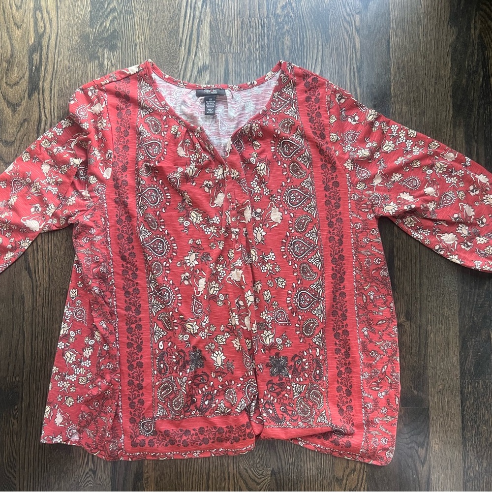 Style & Co. Red Floral Blouse
